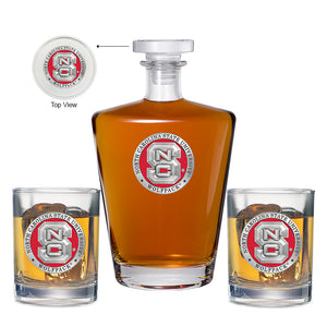 North Carolina State University Royal Decanter with 2 Glasses