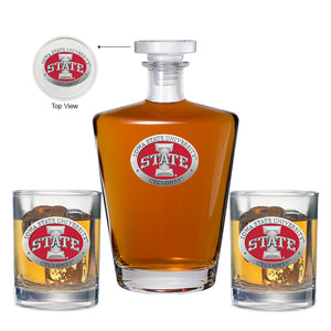 Iowa State University Royal Decanter with 2 Glasses