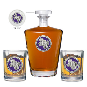 Stephen F. Austin State University Royal Decanter with 2 Glasses