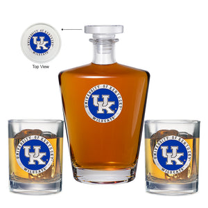 University of Kentucky UK Logo Royal Decanter with 2 Glasses