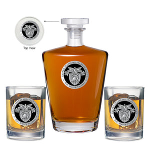 United States Military Academy Crest Royal Decanter with 2 Glasses