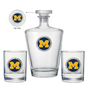 University of Michigan Royal Decanter with 2 Glasses