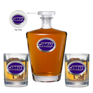 James Madison University Royal Decanter with 2 Glasses
