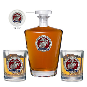 250th Anniversary Marine Corps Royal Decanter with 2 Glasses