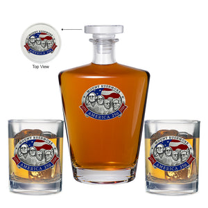 America's 250th Anniversary Mt. Rushmore Royal Decanter with 2 Glasses