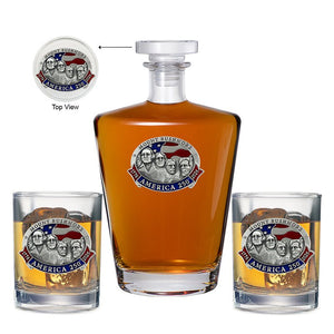 America's 250th Anniversary Mount Rushmore Royal Decanter with 2 Glasses - Heritage Metalworks, Inc.