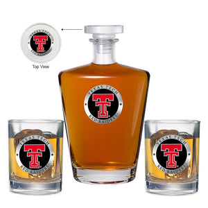 Texas Tech University 2 Royal Decanter with 2 Glasses - Heritage Metalworks, Inc.