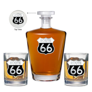Route 66 Royal Decanter with 2 Glasses - Heritage Metalworks, Inc.