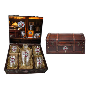 Mississippi State University Bulldogs "M" Logo Royal Decanter Chest Set