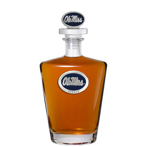 University of Mississippi "Ole Miss" Blue Logo Royal Decanter w/ 3D Top - Heritage Metalworks, Inc.