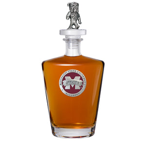 Mississippi State University Bulldogs "M" Logo Royal Decanter with Bulldog 3D Top