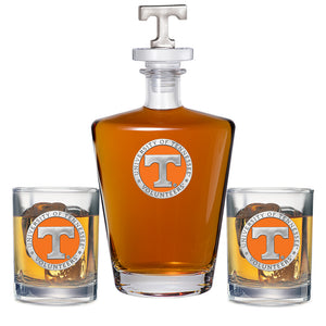 University of Tennessee Royal Decanter with 3D Top & 2 Glasses