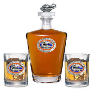 University of Florida Royal Decanter with 3D Top & 2 Glasses