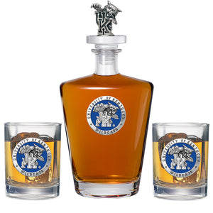 University of Kentucky Royal Decanter with 3D Top & 2 Glasses