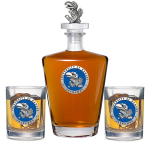 University of Kansas Royal Decanter with 3D Top & 2 Glasses