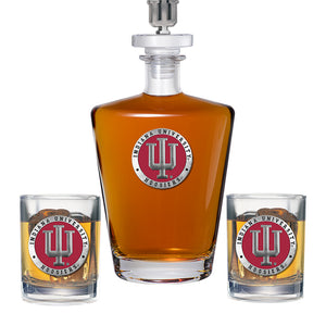 Indiana University Royal Decanter with 3D Top Cougar & 2 Glasses