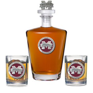 Mississippi State University Bulldogs "M" Logo with 3D Top & 2 Glasses