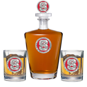 North Carolina State University Royal Decanter with 3D Top & 2 Glasses