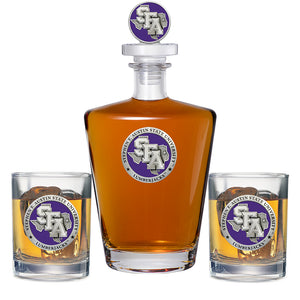 Stephen F. Austin State University Royal Decanter with 3D Top & 2 Glasses