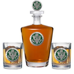 Army Green Royal Decanter with 3D Top & 2 Glasses