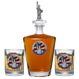 America's 250th Anniversary Statue of Liberty Royal Decanter with 3D Top & 2 Glasses - Heritage Metalworks, Inc.