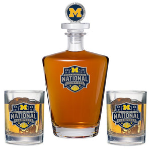 2026 Michigan Basketball Championship Royal Decanter with 3D Top & 2 Glasses - Heritage Metalworks, Inc.