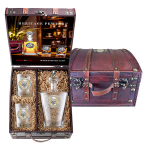 Wake Forest University Royal Decanter with 3D Top and 2 Glasses w/ Chest Box