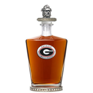 University of Georgia Royal Decanter w/ Bulldog 3D Top - Diamond Accents - Heritage Metalworks, Inc.
