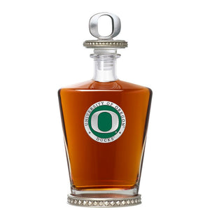 University of Oregon Royal Decanter w/ 3D Top - Diamond Accents - Heritage Metalworks, Inc.