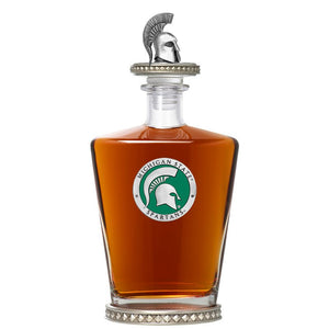 Michigan State University Royal Decanter w/ 3D Top - Diamond Accents - Heritage Metalworks, Inc.