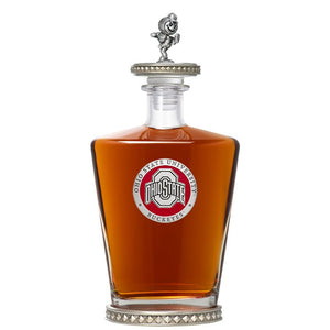 Ohio State University Royal Decanter w/ Brutus 3D Top - Diamond Accents - Heritage Metalworks, Inc.
