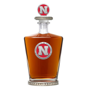 University of Nebraska Royal Decanter w/ 3D Top - Diamond Accents - Heritage Metalworks, Inc.