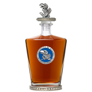 University of Kansas Royal Decanter w/ 3D Top - Diamond Accents - Heritage Metalworks, Inc.