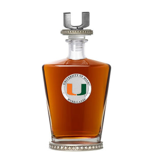 University of Miami Royal Decanter w/ 3D Top - Diamond Accents - Heritage Metalworks, Inc.
