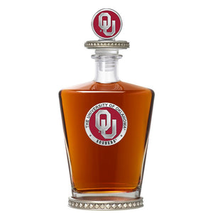 University of Oklahoma Royal Decanter w/ 3D Top - Diamond Accents - Heritage Metalworks, Inc.