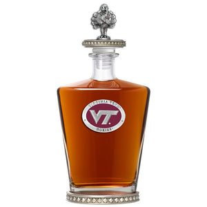 Virginia Tech University VT Logo Royal Decanter w/ 3D Top - Diamond Accents - Heritage Metalworks, Inc.
