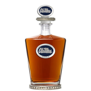 University of Mississippi "Ole Miss" Logo Royal Decanter w/ 3D Top - Diamond Accents - Heritage Metalworks, Inc.