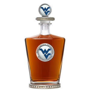 West Virginia University Royal Decanter w/ 3D Top - Diamond Accents - Heritage Metalworks, Inc.