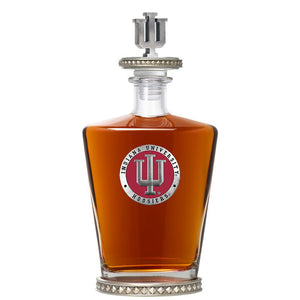Indiana University Royal Decanter w/ 3D Top - Diamond Accents - Heritage Metalworks, Inc.