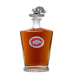 University of Arkansas Royal Decanter w/ 3D Top - Diamond Accents - Heritage Metalworks, Inc.