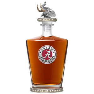 University of Alabama Royal Decanter w/ Elephant Head 3D Top - Diamond Accents - Heritage Metalworks, Inc.
