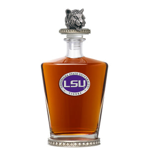 Louisiana State University Royal Decanter w/ Tiger Head 3D Top-Diamond Accents