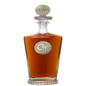 Georgia Tech GT Logo Royal Decanter w/ 3D Top - Diamond Accents - Heritage Metalworks, Inc.