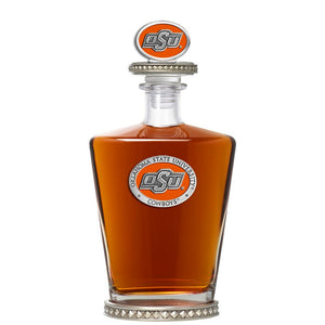 Oklahoma State University Royal Decanter w/ 3D Top - Diamond Accents - Heritage Metalworks, Inc.