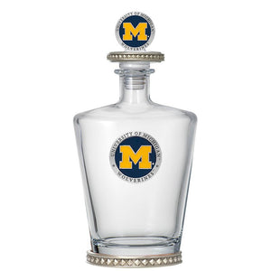 University of Michigan Royal Decanter w/ 3D Top - Diamond Accents - Heritage Metalworks, Inc.