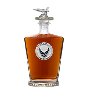 Air Force Wings Royal Decanter w/ Jet 3D Top - Diamond Accents - Heritage Metalworks, Inc.