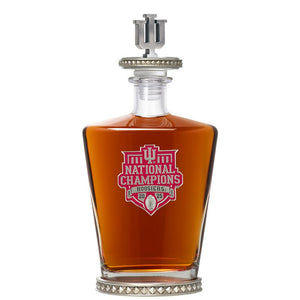 2025 - 26 Indiana National Champ Royal Decanter w/ 3D Top - Diamond Accents - Heritage Metalworks, Inc.