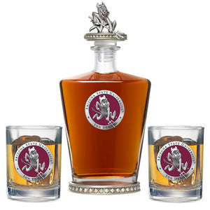 Arizona State University Sparky Logo Royal Decanter w/ 3D Top - Diamond Accents & 2 Glasses - Heritage Metalworks, Inc.