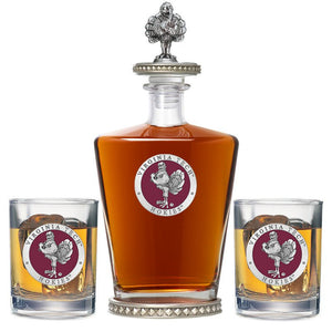 Virginia Tech University Hokies Royal Decanter w/ 3D Top - Diamond Accents & 2 Glasses - Heritage Metalworks, Inc.