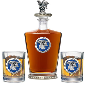 University of Kentucky Royal Decanter w/ 3D Top - Diamond Accents & 2 Glasses - Heritage Metalworks, Inc.